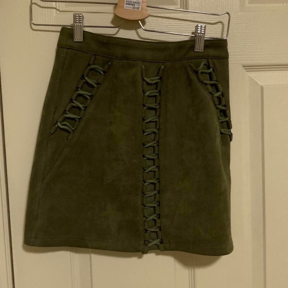 LF suede body con miniskirt in olive green